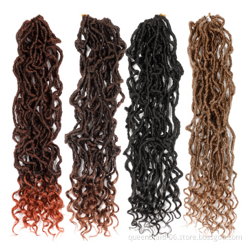 Synthetic Faux Locs Braiding Hair Long Black Soft Goddess Nu Locs Crochet Hair Dreadlock Hair Extensions 24''